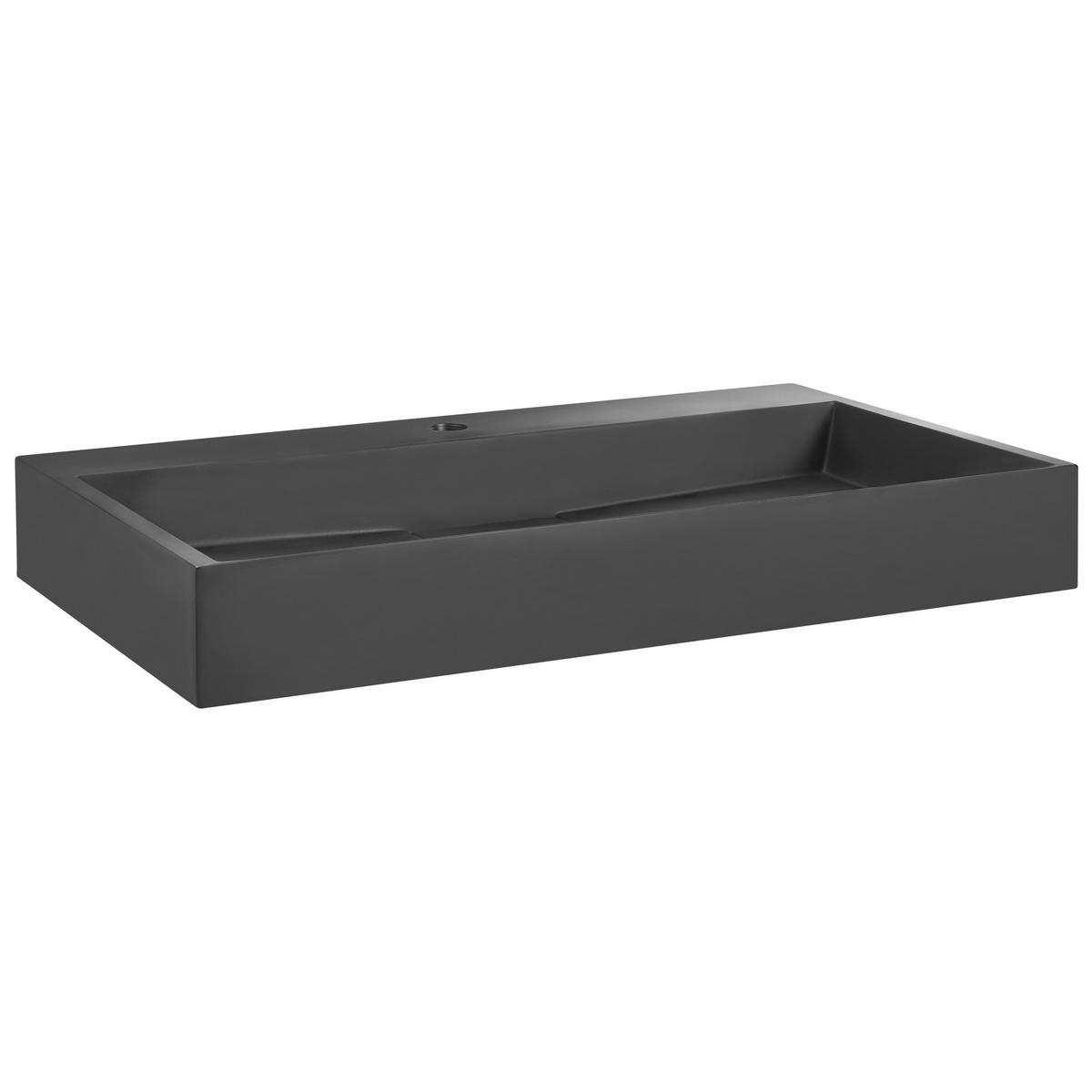 HÄNGEWASCHBECKEN Schwarz 80/46 cm Mineralguss Quenko - Schwarz, Naturmaterialien (80/12/46cm) - Beliani