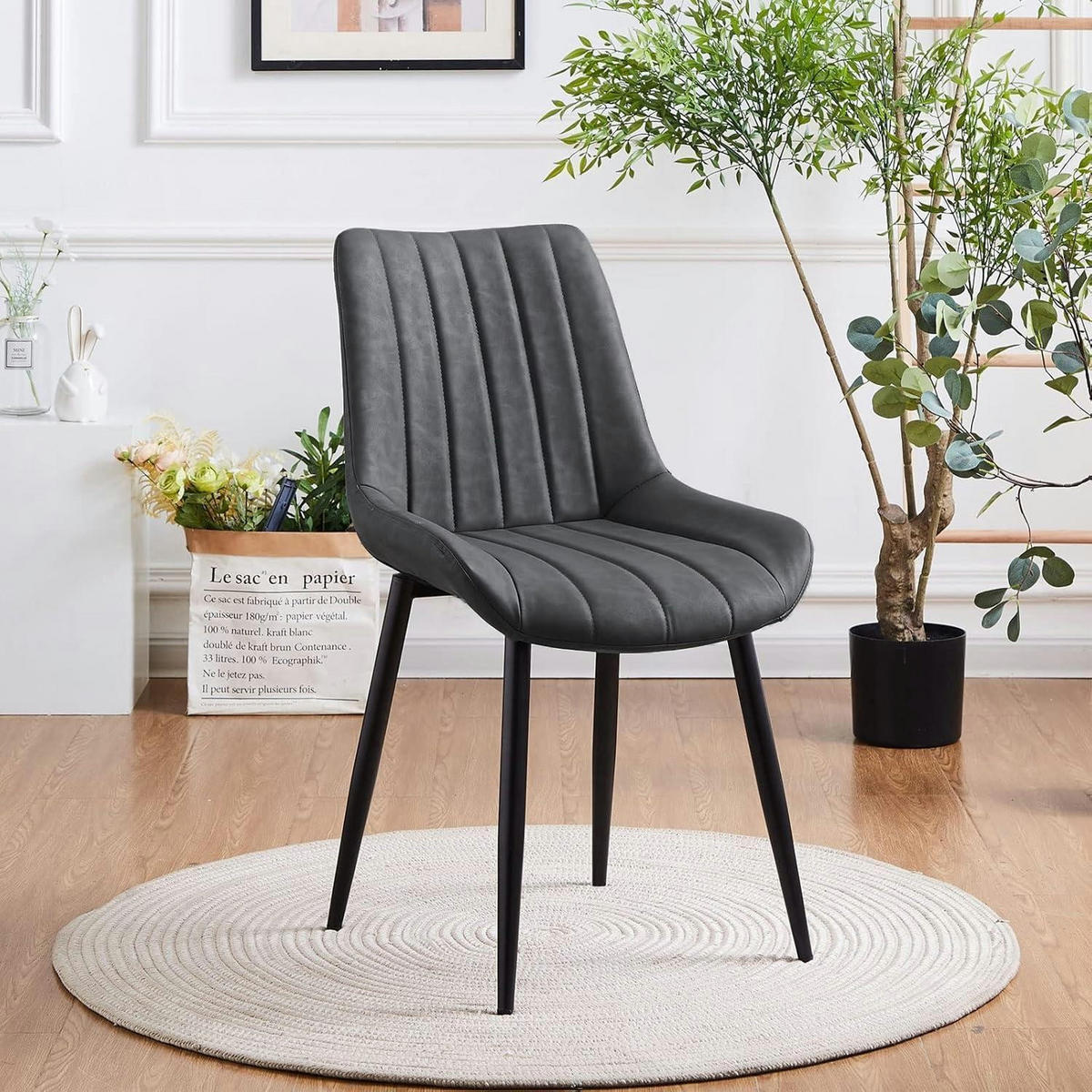 ESSZIMMERSTÜHLE 2er Set Kunstleder Grau, ergonomisch gepolstert - Grau, Kunststoff (53/89/45cm)