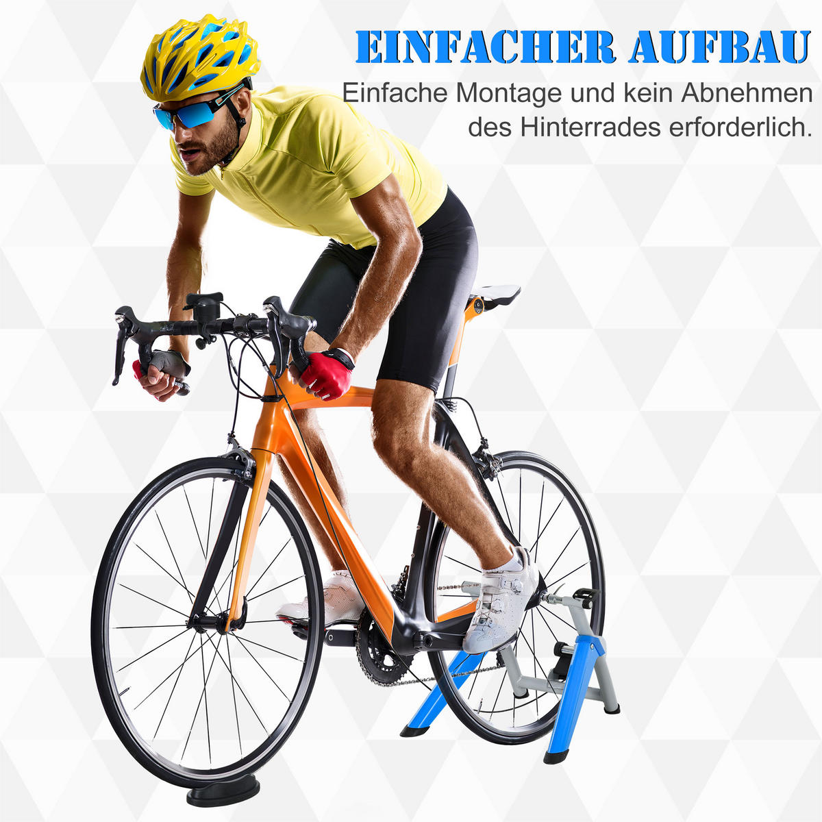 ROLLENTRAINER Fahrradtrainer mit Magnetbremse für 650C, 700C/26"-29" - Blau, Metall (56/47.5/77cm)