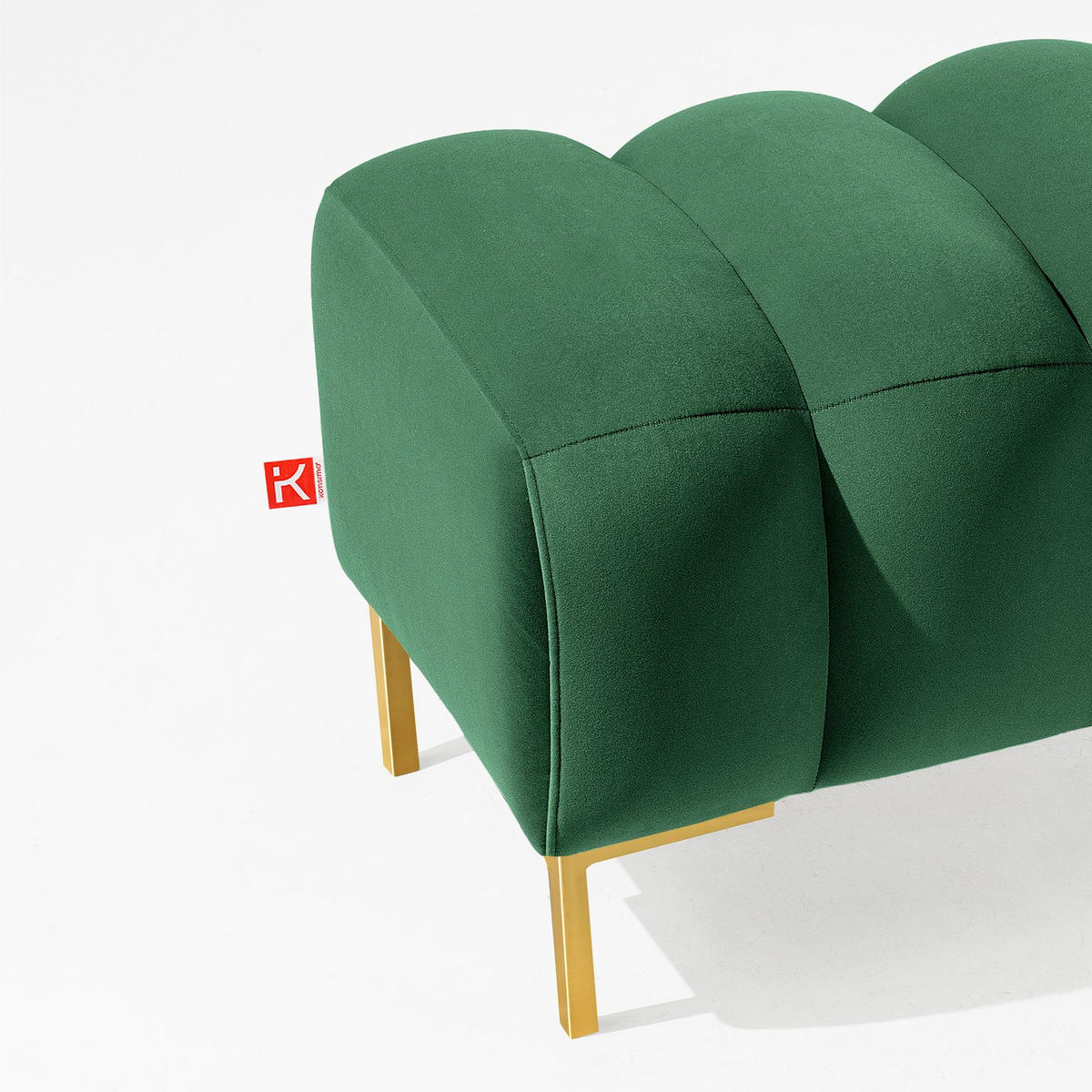 SITZHOCKER Polsterhocker PECCO, Veloursstoff - Dunkelgrün/Goldfarben, Holz/Textil (120/50/50cm) - KONSIMO®