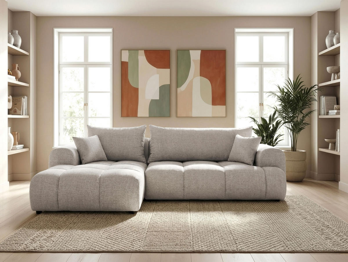 ECKSOFA MILANO mit Schlaffunktion und Bettkasten Grau - Grau, Holzwerkstoff/Kunststoff (250/160cm) - Idohome