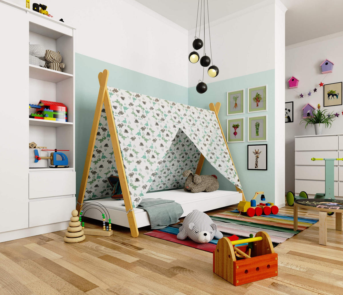 KINDERBETT Weiß 155/85/187 - Weiß, Holzwerkstoff - RAUMHIRSCH FURNITURE