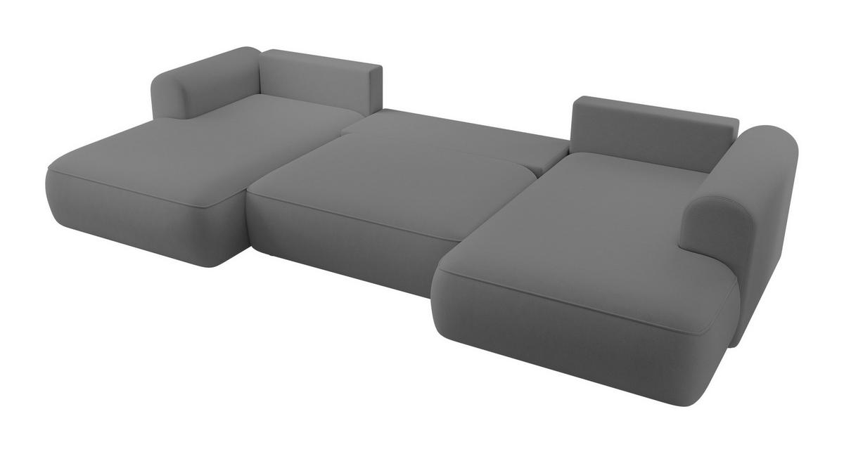 WOHNLANDSCHAFT Ovo Dunkelgrau Velours - Dunkelgrau/Schwarz, Textil (380/95/167cm) - Selsey