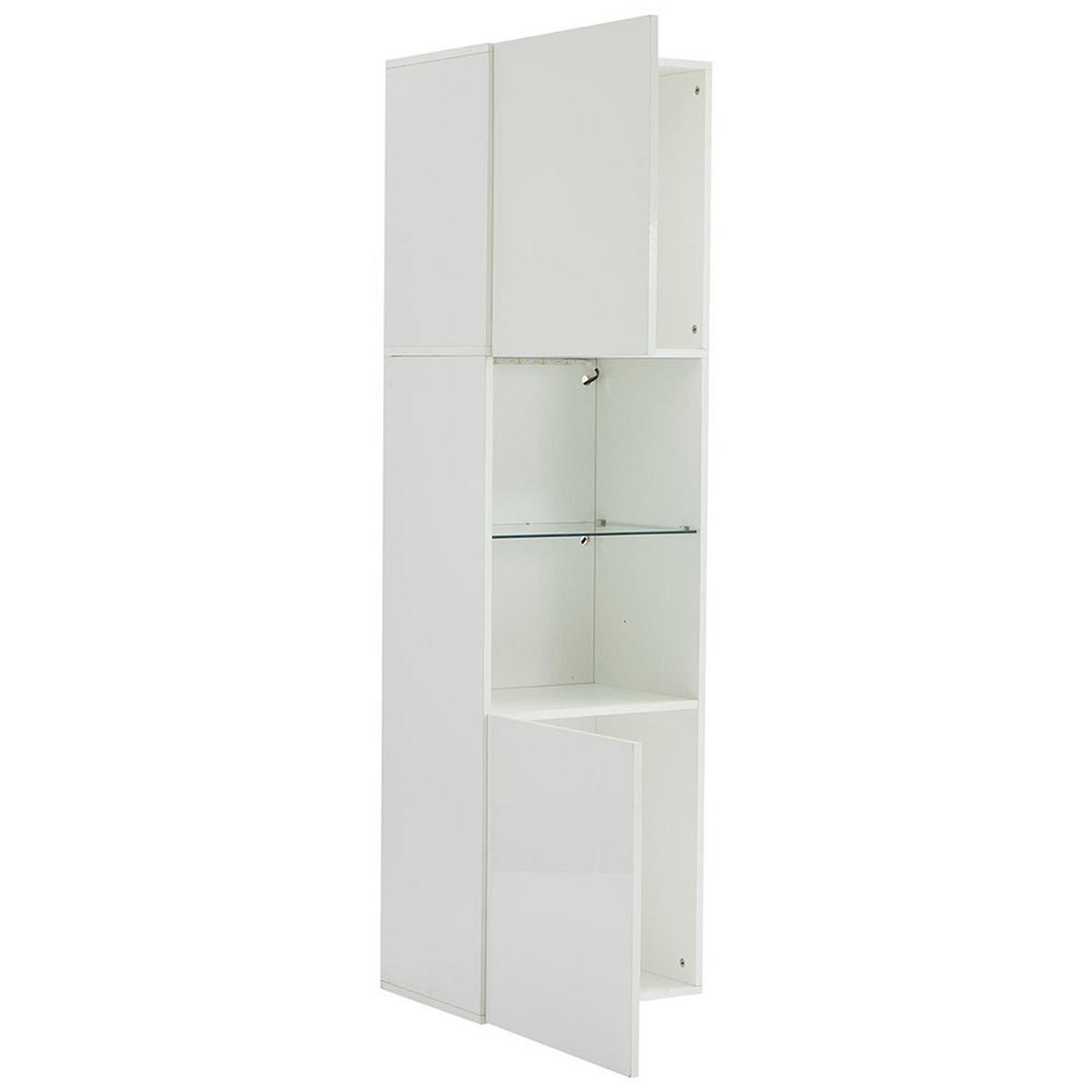 VITRINE in Weiße Hochglanzvitrine mit 1 Glasboden - Weiß, Holz (35/160/45cm) - KOMHTOM
