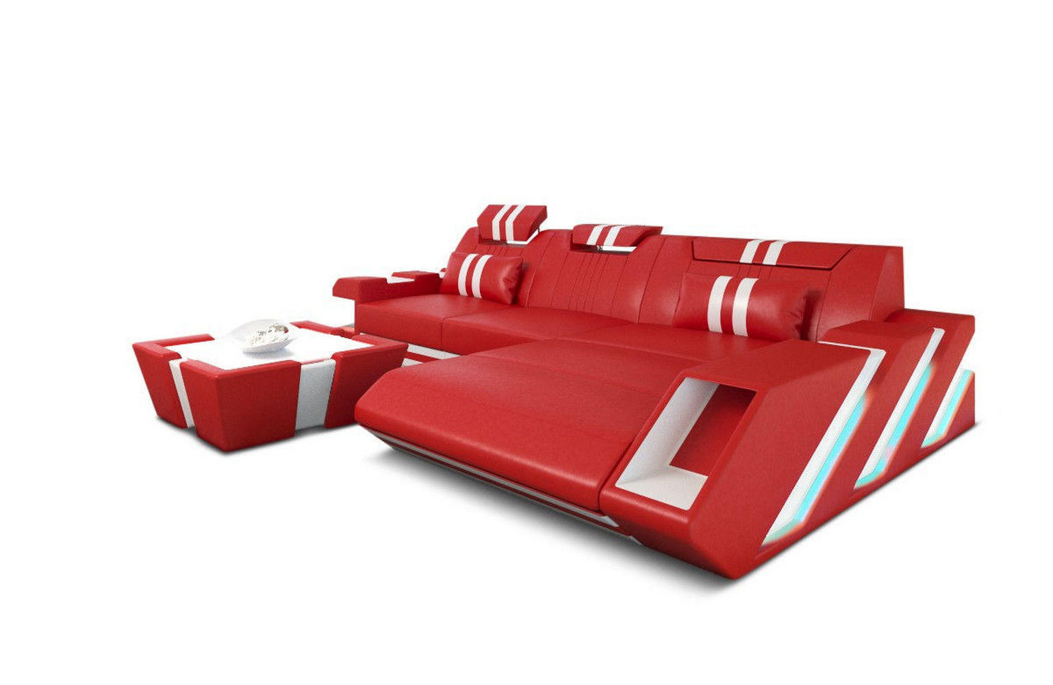 ECKSOFA Apollonia L - Rot, Leder (190/295cm) - Sofa Dreams