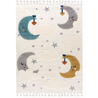 KINDERTEPPICH Beige Sterne, Mond - Mittelflor Rechteckig Weich 160 x 230 cm - Ecru/Multicolor, Textil (160/230cm) - Mazovia