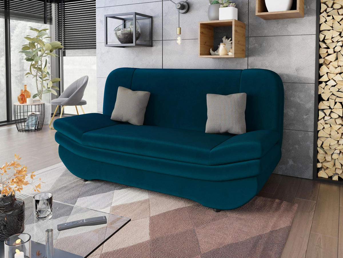 SCHLAFSOFA Weronika Premium - Türkis/Schwarz, Holz/Kunststoff (200/95/90cm) - MIRJAN24