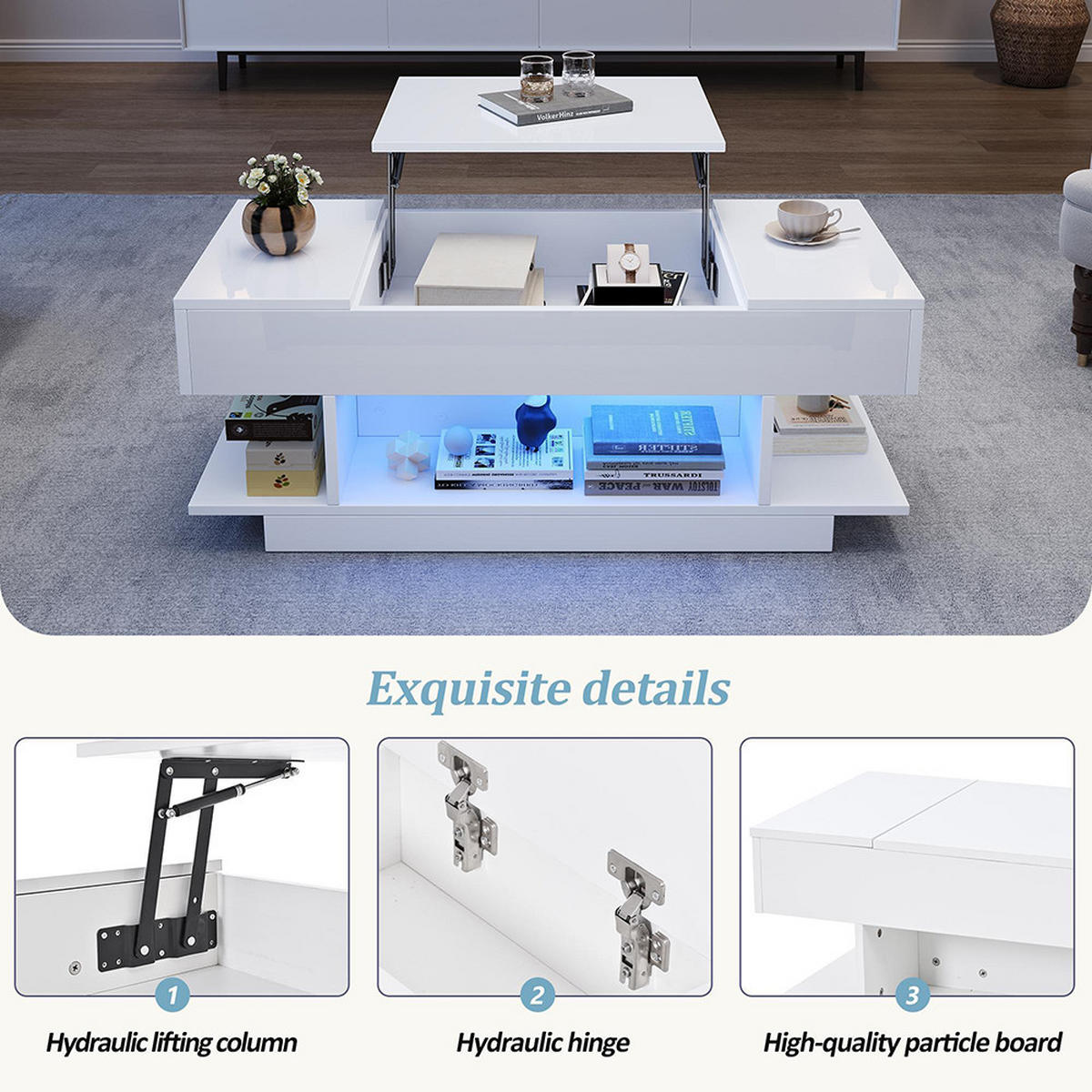 STOLIĆ ZA SPAVACU SOBU 98x46x40cm s podiznom pločom stola, bijela - bijela, drvni materijal (98/45/40cm) - KOMHTOM