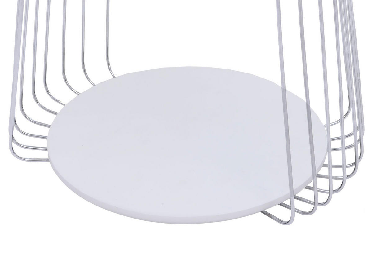 MIZA za kavč okrogla bela, srebrna - srebrne barve/bela, les (50/50/52cm) - MCW