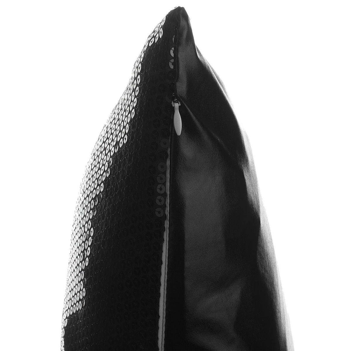 DEKOKISSEN 2er-Set Schwarz 45/45 cm Aster - Schwarz, Textil (45/45cm) - Beliani