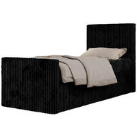 JUGENDBETT TILIO DUO 90/200 - Schwarz Cord - H4 - Rechts Seite - Schwarz, Textil (90/200cm) - MKS