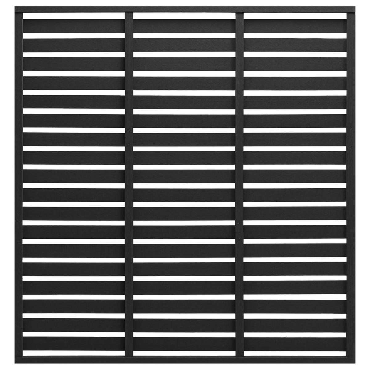 GARTENZAUN mit Latten-Design, 180/180 cm, aus WPC und Stahl, Schwarz - Schwarz, Kunststoff (180/180cm) - vidaXL