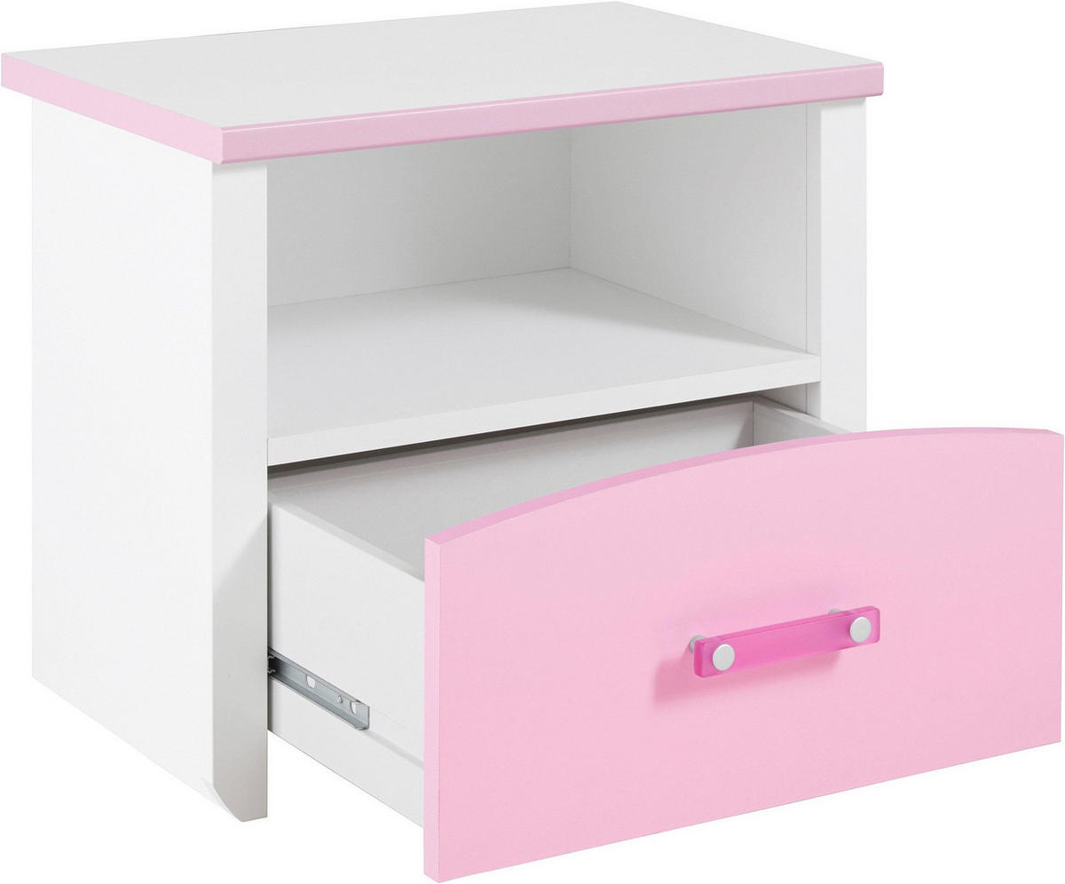 KINDERZIMMER Set 4-tlg Kommode Schreibtisch Bett 90 x 200 cm - Weiß/Rosa, Holz/Holzwerkstoff (90/79/200cm) - Parisot Meuble
