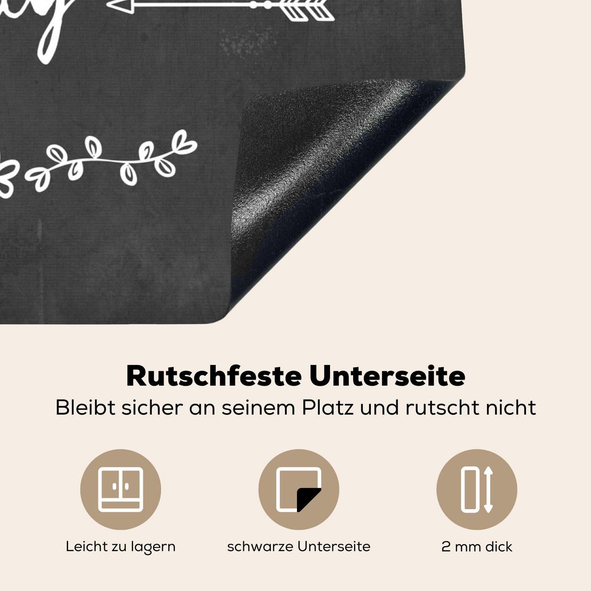 HERDABDECKPLATTE Zitat - Einen schönen Tag - Grau - Weiß Herdabdeckung Induktionsfeld 65x52 cm - Anthrazit, Kunststoff (65/52/0.2cm) - MuchoWow