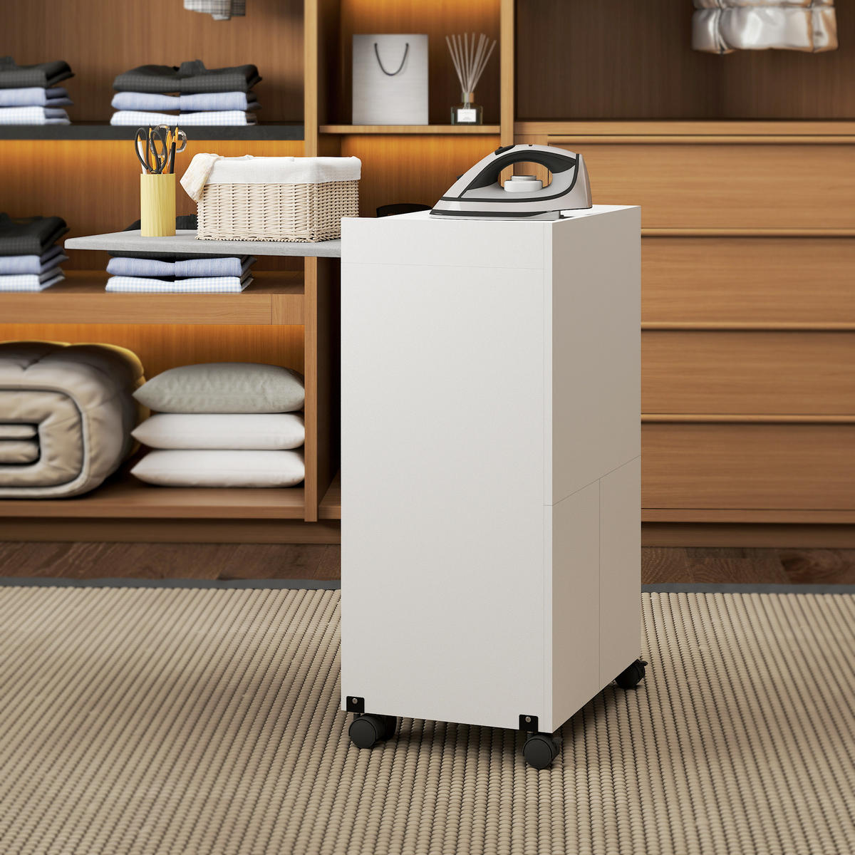 BÜGELBRETTSCHRANK Weiß 1 Stück - Weiß, Holzwerkstoff (55/87/154cm) - GiPP
