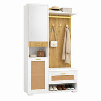 GARDEROBEN-SET mit Spiegel und LED 110 x 38 x 190 cm Weiß Holzoptik - Weiß, Metall (38/190/110cm) - Beauniv