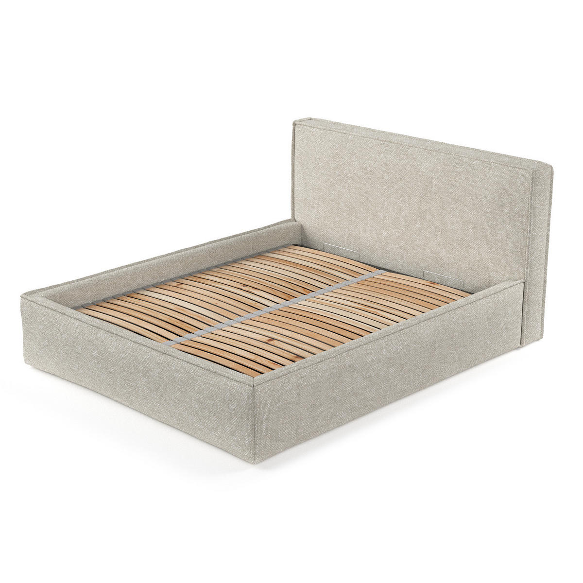 POLSTERBETT Lounge Beige Grau 140/200 cm im Chenille-Stoff - Beige/Schwarz, Holz/Holzwerkstoff (140/200cm) - Maison de Reve