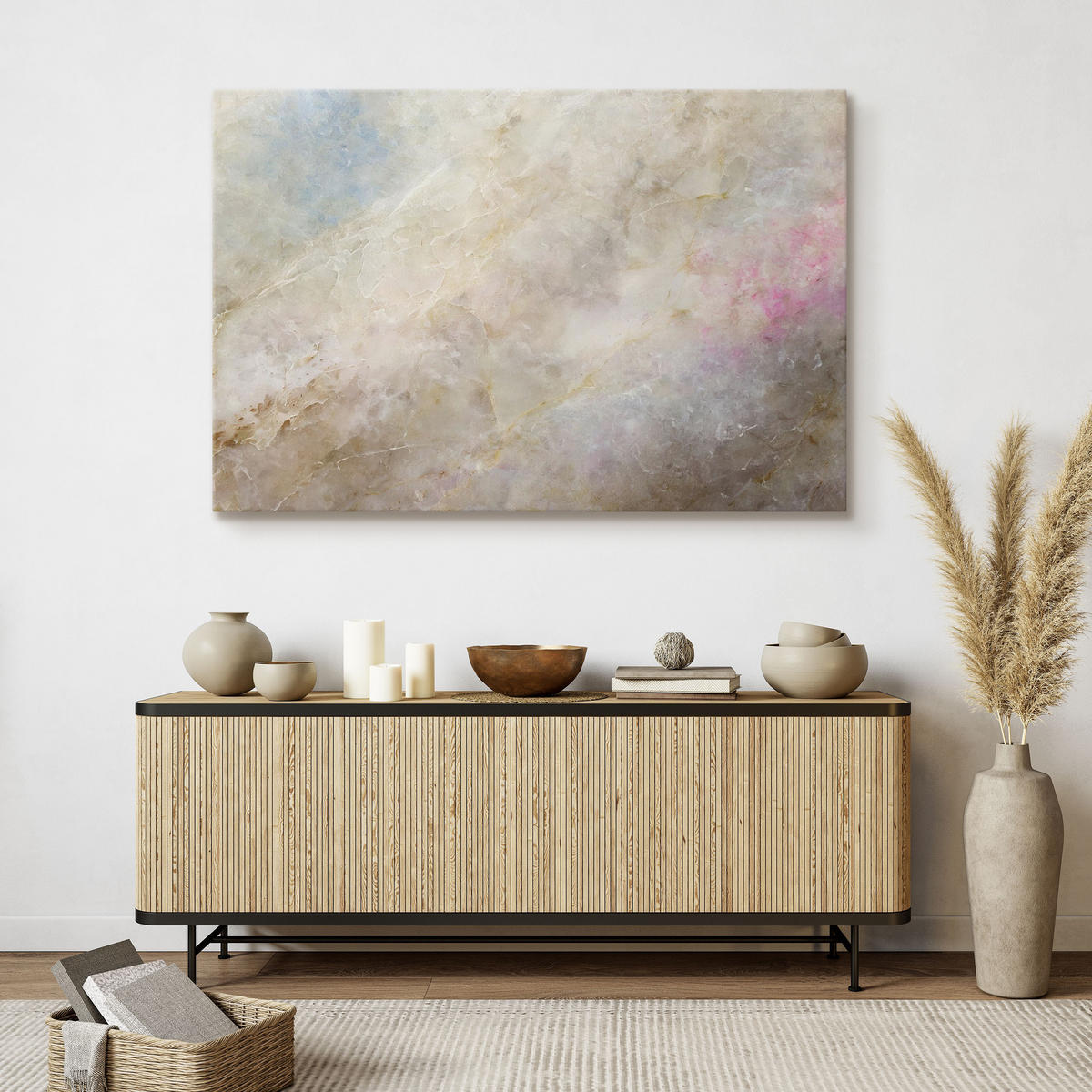 LEINWANDBILD Abstraktion MARMOR Moderne Muster für Wohnzimmer 120/80 cm - Blau/Beige, Textil (120/80cm) - Muralo