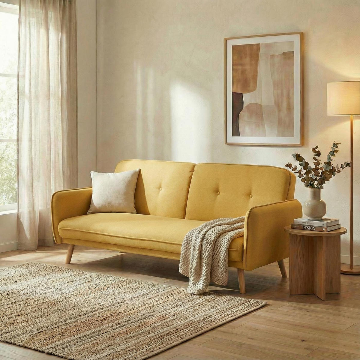 SCHLAFSOFA Gelb - Gelb, Textil (185/78/85cm) - MCW