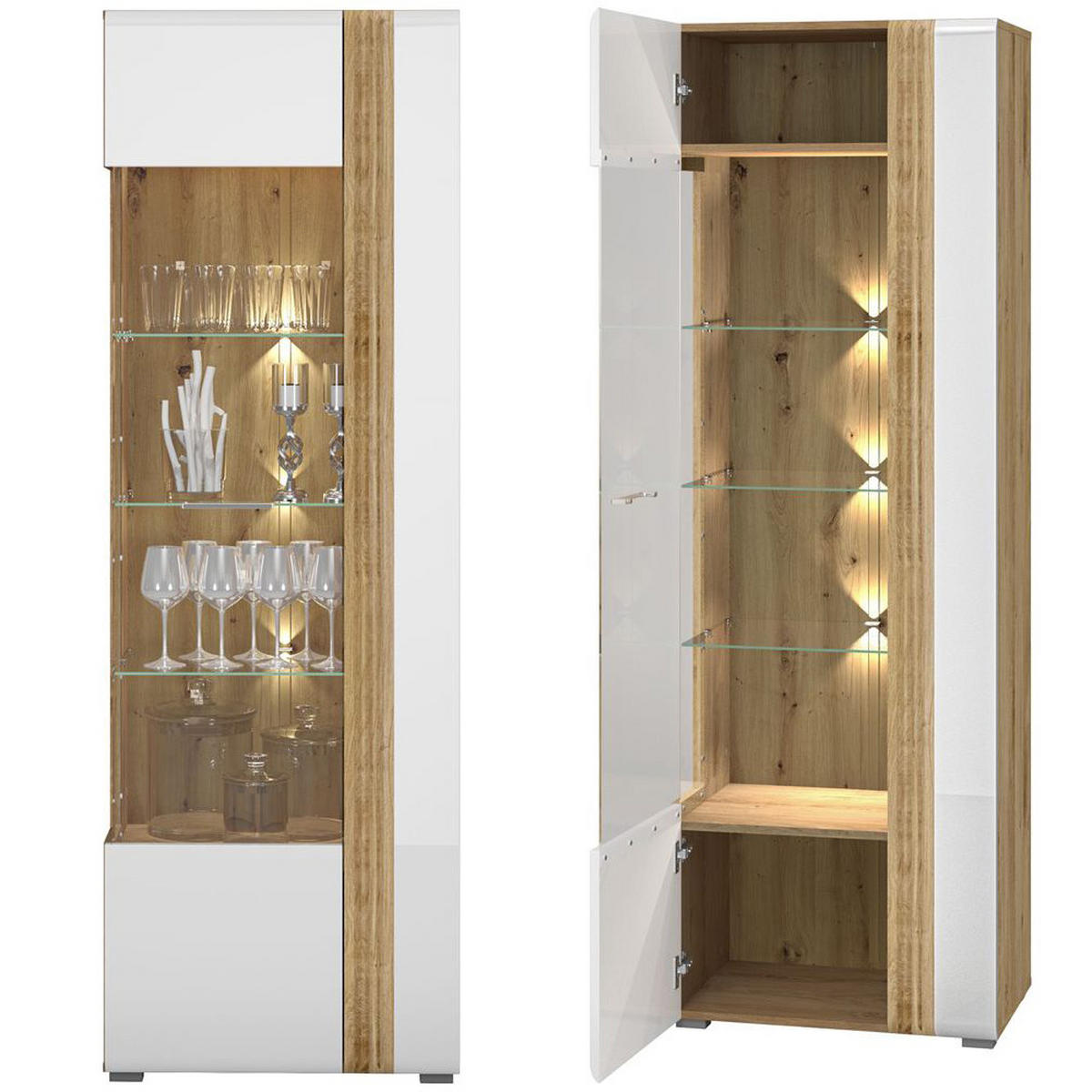 WOHNZIMMER-SET 4-TLG. Akron-131 - Weiß, Holzwerkstoff (599/196/42cm) - Lomado