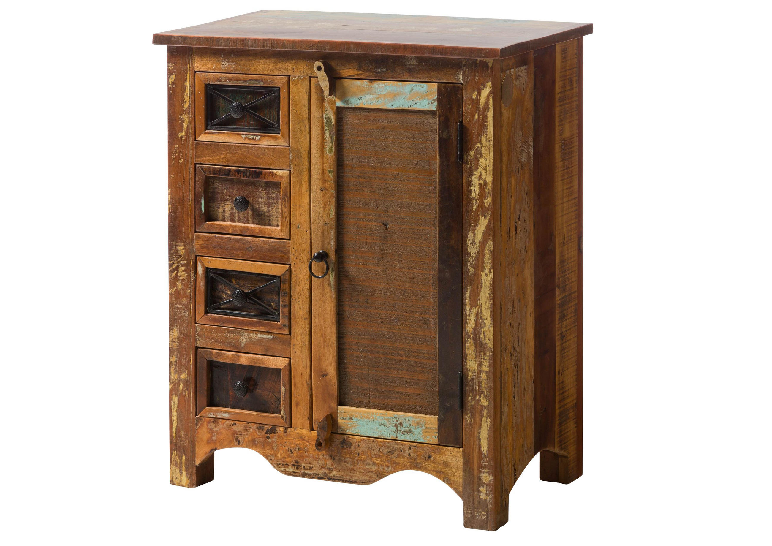 KOMMODE Altholz 70x40x85 mehrfarbig lackiert NATURE OF SPIRIT #127 - Multicolor, Holz (70/85/40cm) - Massivmoebel24