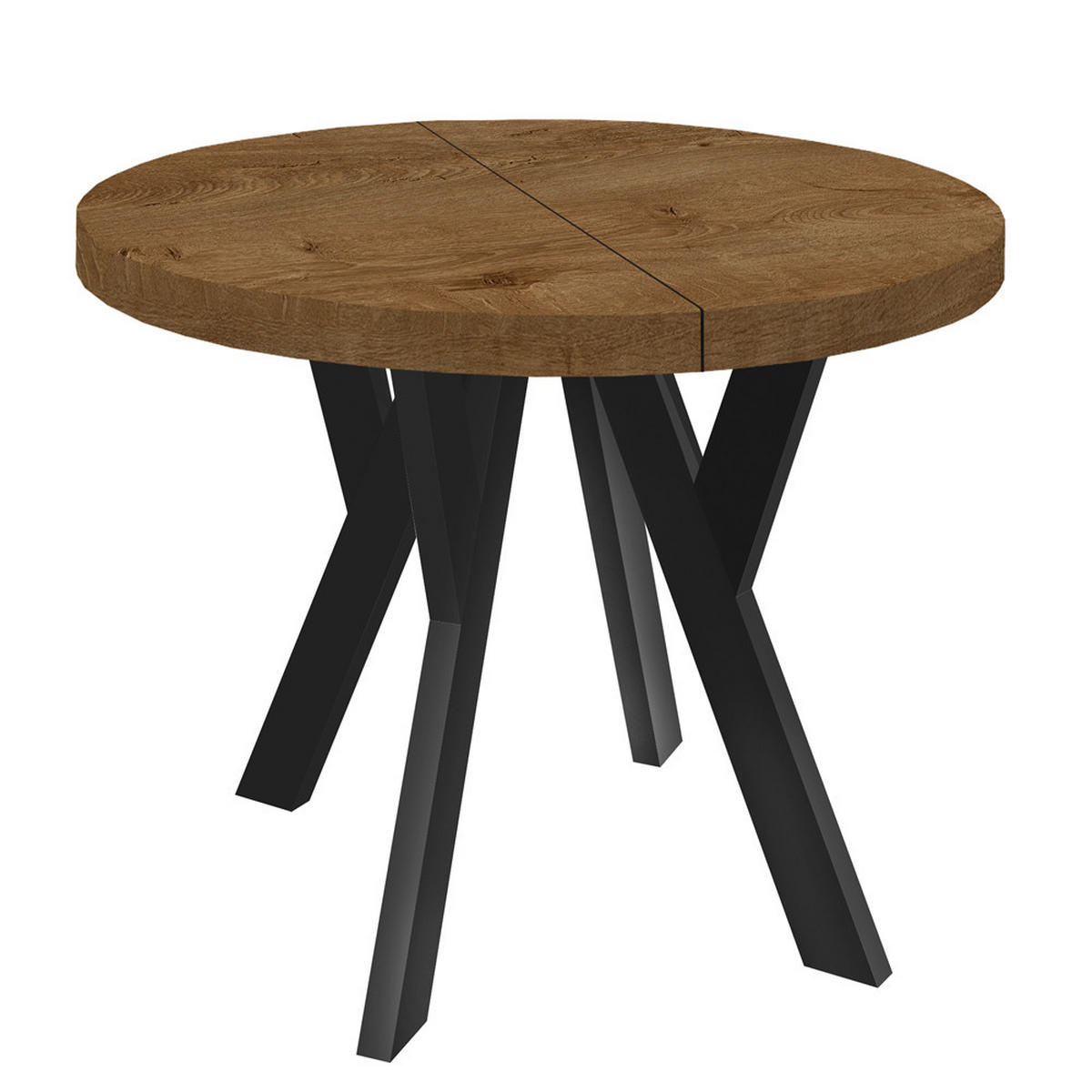 ESSTISCH Runder Ausziehbarer PERO 100/150, Lefkas / Schwarz - Dunkelbraun, Holz (150/100/77cm) - Dekori_Interiors