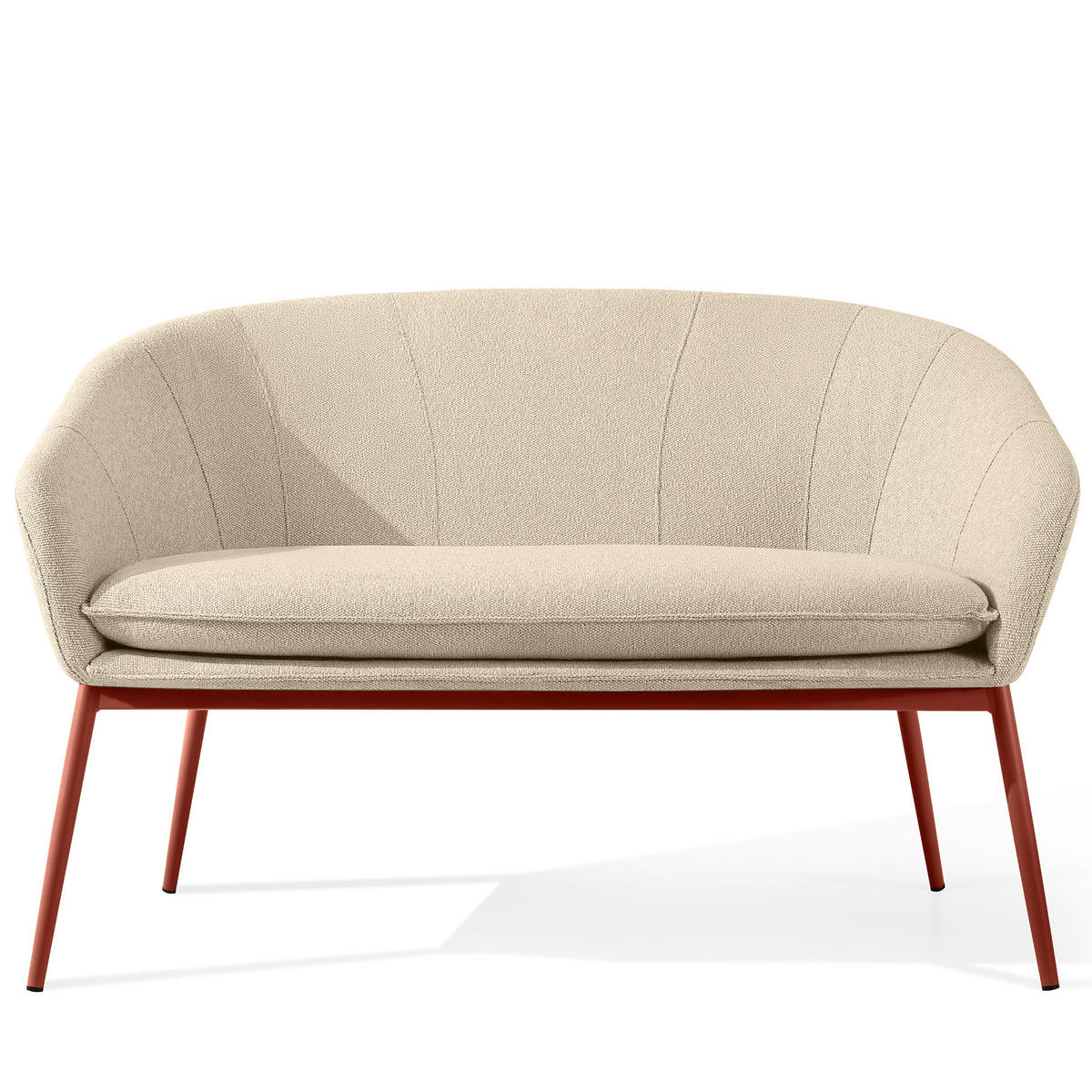 GARTENMÖBELSET SOLIS Gartenlounge-Set, creme/rot - Creme, Textil/Metall - KONSIMO®