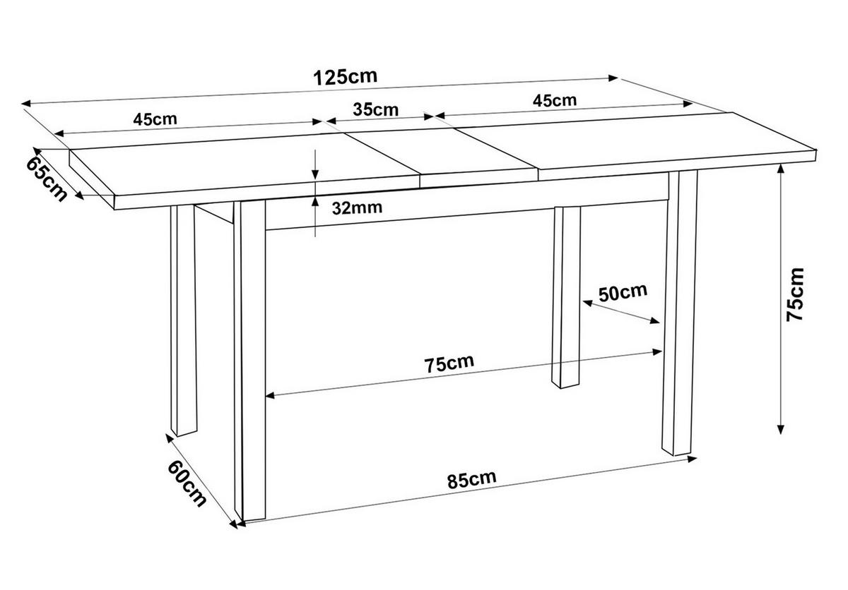 ESSTISCH Adam Kaschmir / Eiche Sonoma 90-125 / 65 / 75cm - Beige/Sonoma Eiche, Holz/Holzwerkstoff (65/125/75cm) - Feldmann-Wohnen