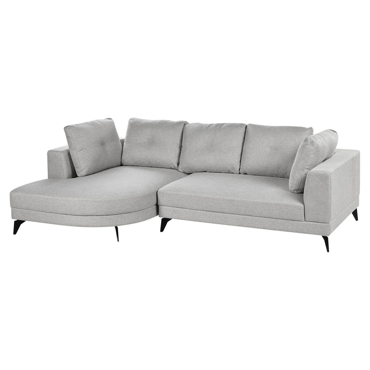 ROHOVÁ POHOVKA 3-místná Umělý len Šedá pravostranná Yuri - šedá, textil (262/151cm) - Beliani