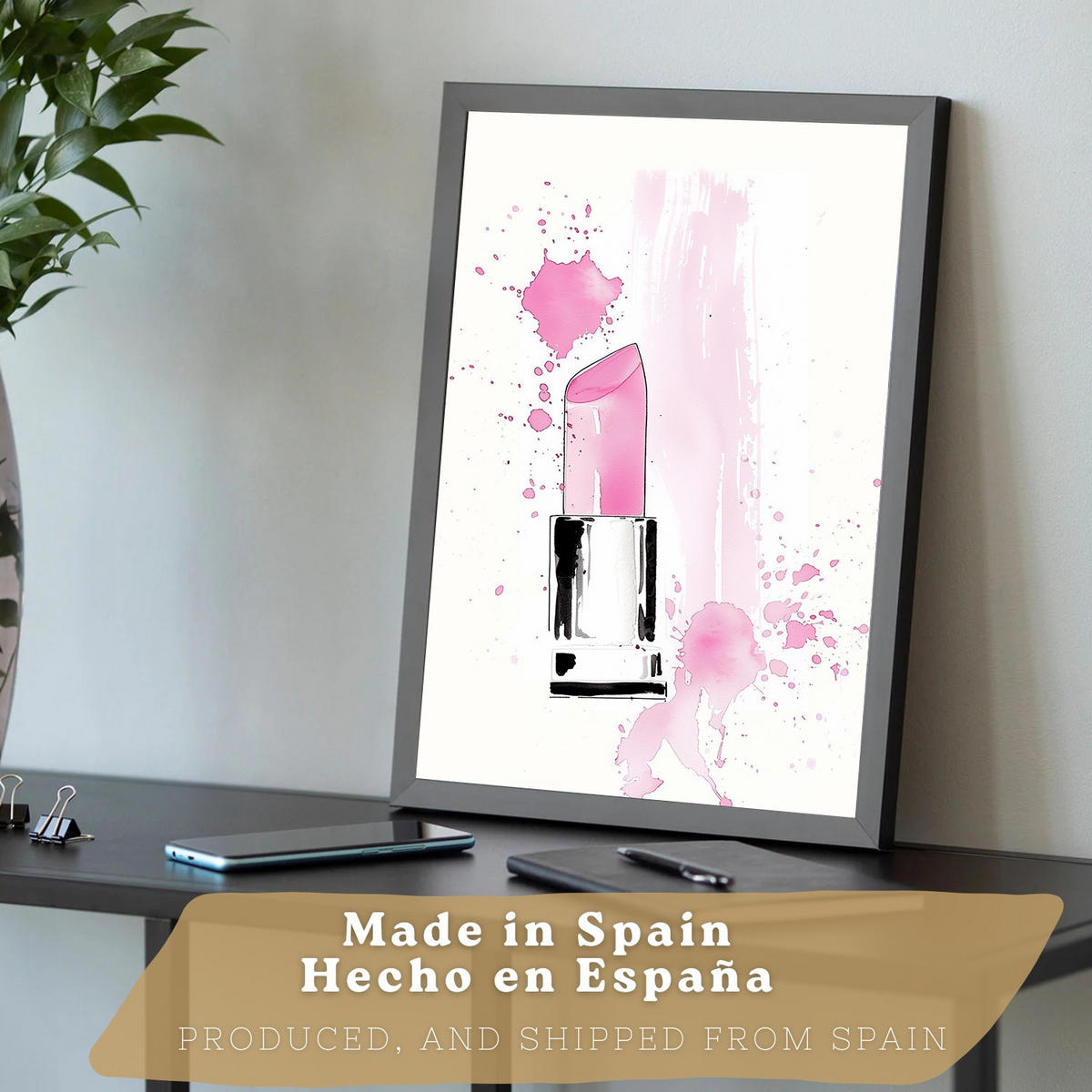 PLAKAT Sada 3 Růžová černá A3 Černý rám - černá, papír (29.7/1/42cm) - Nacnic