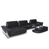 LEDERSOFA Bari L - Schwarz/Weiß, Leder (197/369cm) - Sofa Dreams