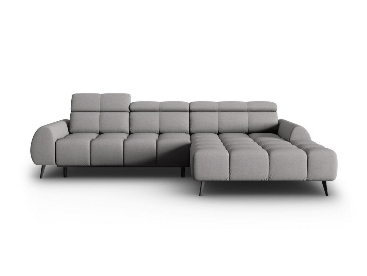 ELEKTRISCHES-ECKSOFA rechts Alyse aus strukturiertem Stoff hellgrau 5 Sitzplätze - Hellgrau, Textil (188/295cm) - Micadoni
