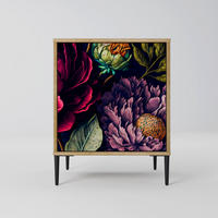 SIDEBOARD BLOOMING ELEGANCE, Eichefarben, 57,5x42x72,5 cm, Schwarze Metallfüße - Eichefarben/Multicolor, Holzwerkstoff/Metall (57.5/72.5/42cm) - SpaceRebels