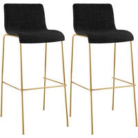 BARHOCKER 2 Stoff Dunkelgrau - Dunkelgrau/Goldfarben, Textil/Metall (43/100/48cm) - CLP