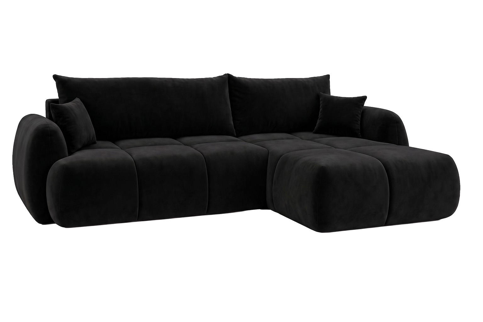 ECKSOFA Mit Schlaffunktion Und Bettkasten, Veloursstoff Bluvel, Schwarz, Rechts, COCO - Schwarz, Holz (275/180cm) - Kaiser Möbel