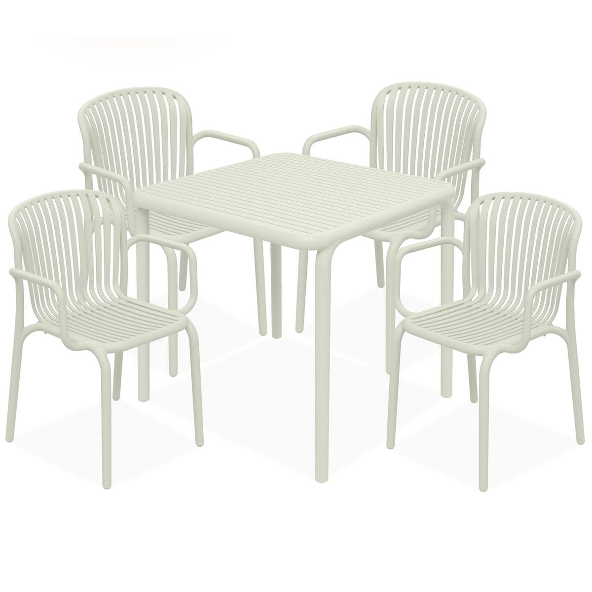 GARTEN ESSGRUPPE FICCARI, Gartenmöbel-Set 5-tlg, Beige - Beige, Kunststoff - KONSIMO®