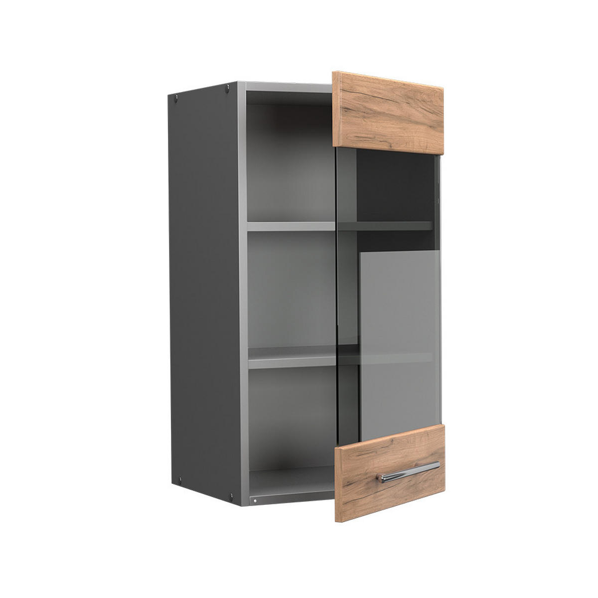 KÜCHENGLASSCHRANK Fame-Line Goldkraft Eiche 40 cm - Honigeiche/Anthrazit, Holzwerkstoff (40/72/34.1cm) - Vicco