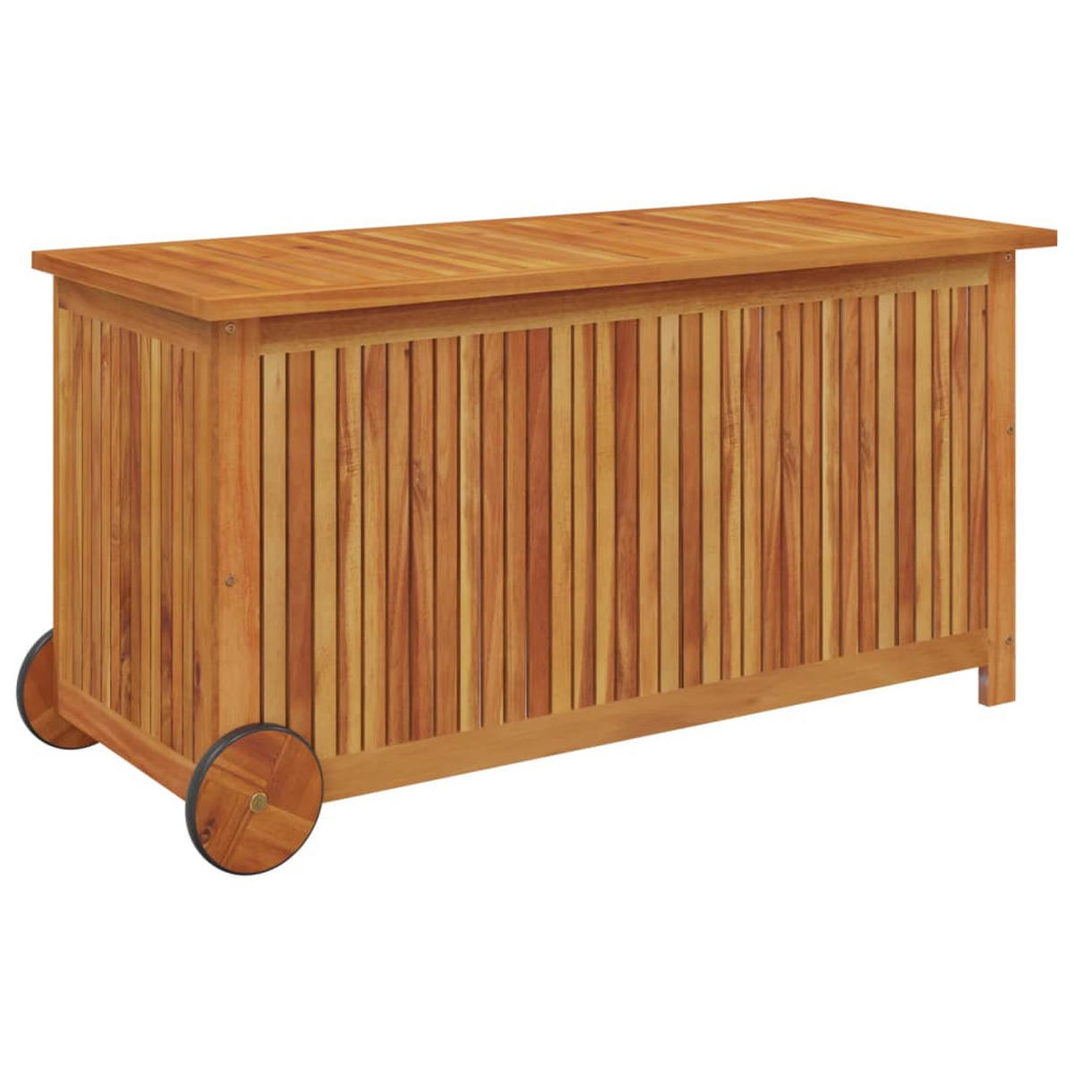 GARTENTRUHE mit Rollen 113x50x58 cm Massivholz Akazie - Braun, Holz (113/58/50cm) - furnicato