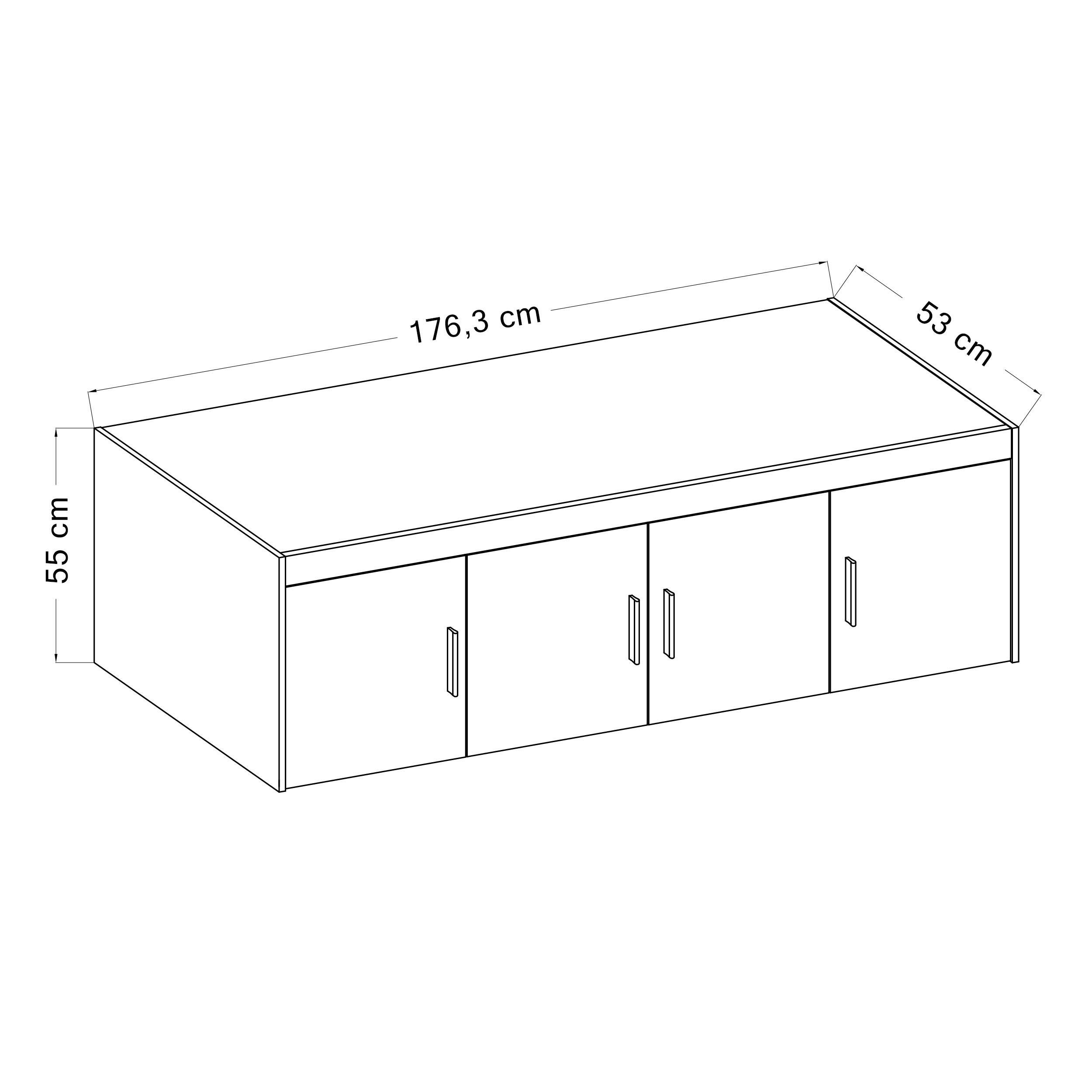 AUFSATZSCHRANK Storicos Sonoma Eiche 176,3/55,5/53 cm - 4T Modern - Beige, Holzwerkstoff/Kunststoff (176.3/55/53cm) - AX Living