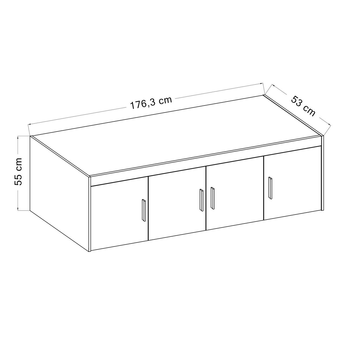 AUFSATZSCHRANK Storicos Eiche Lefkas 176,3/55,5/53 cm - 4T Modern - Braun, Holzwerkstoff/Kunststoff (176.3/55/53cm) - AX Living