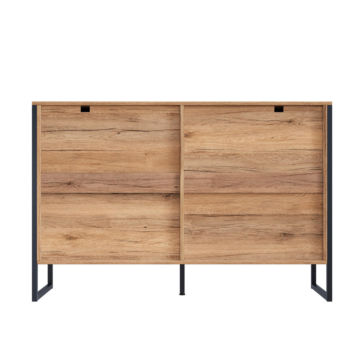 SIDEBOARD Schwarz Holzoptik Metallbeine erhöhte Türen - Multicolor, Holzwerkstoff (40/80/120cm) - FLIEKS