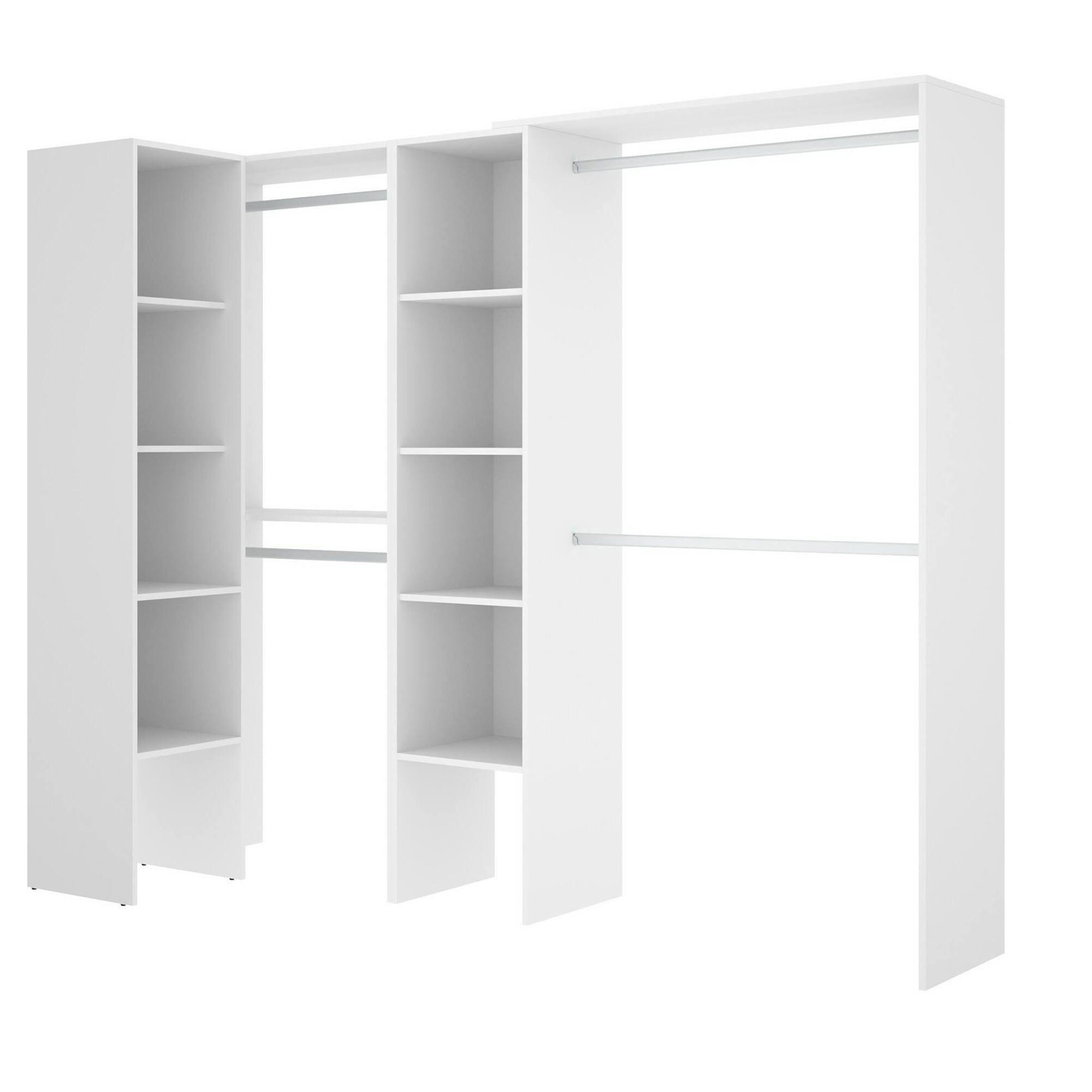 OFFENER KLEIDERSCHRANK Quadro Holz-Effekt Weiß 79.4x228h187 - Weiß, Holzwerkstoff (228/187/79.4cm) - DMORA