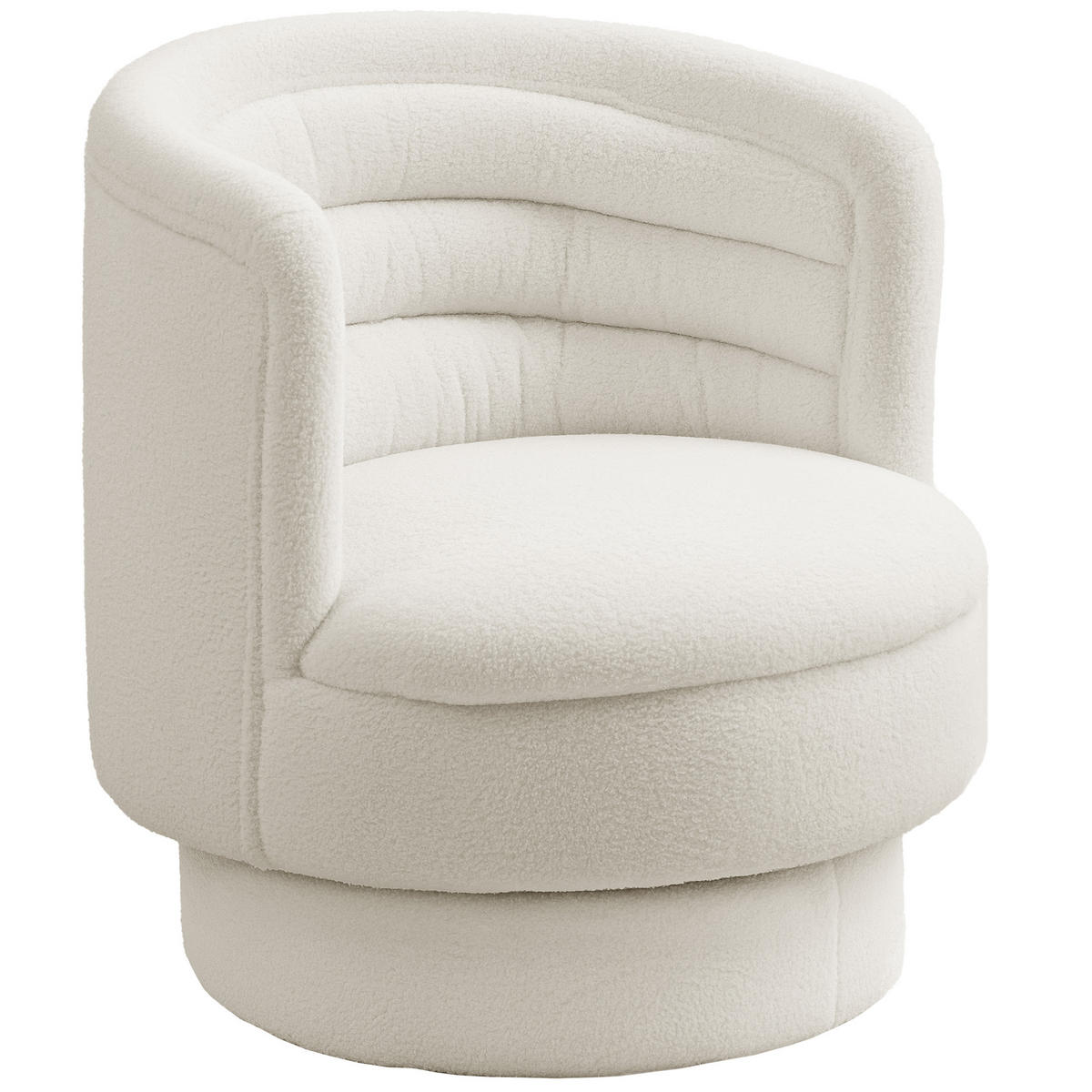 POLSTERSSESSEL DE-06832 drehbar mit Kautschukholzrahmen Cremeweiß - Creme, Textil/Metall (74/74/74cm) - ComfortXL
