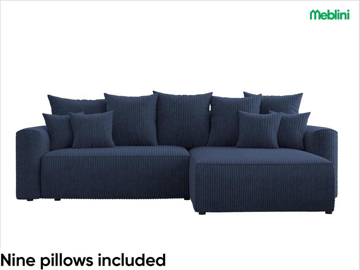 ECKSOFA BALI L - Blau/Schwarz, Holzwerkstoff (260/160cm) - Meblini