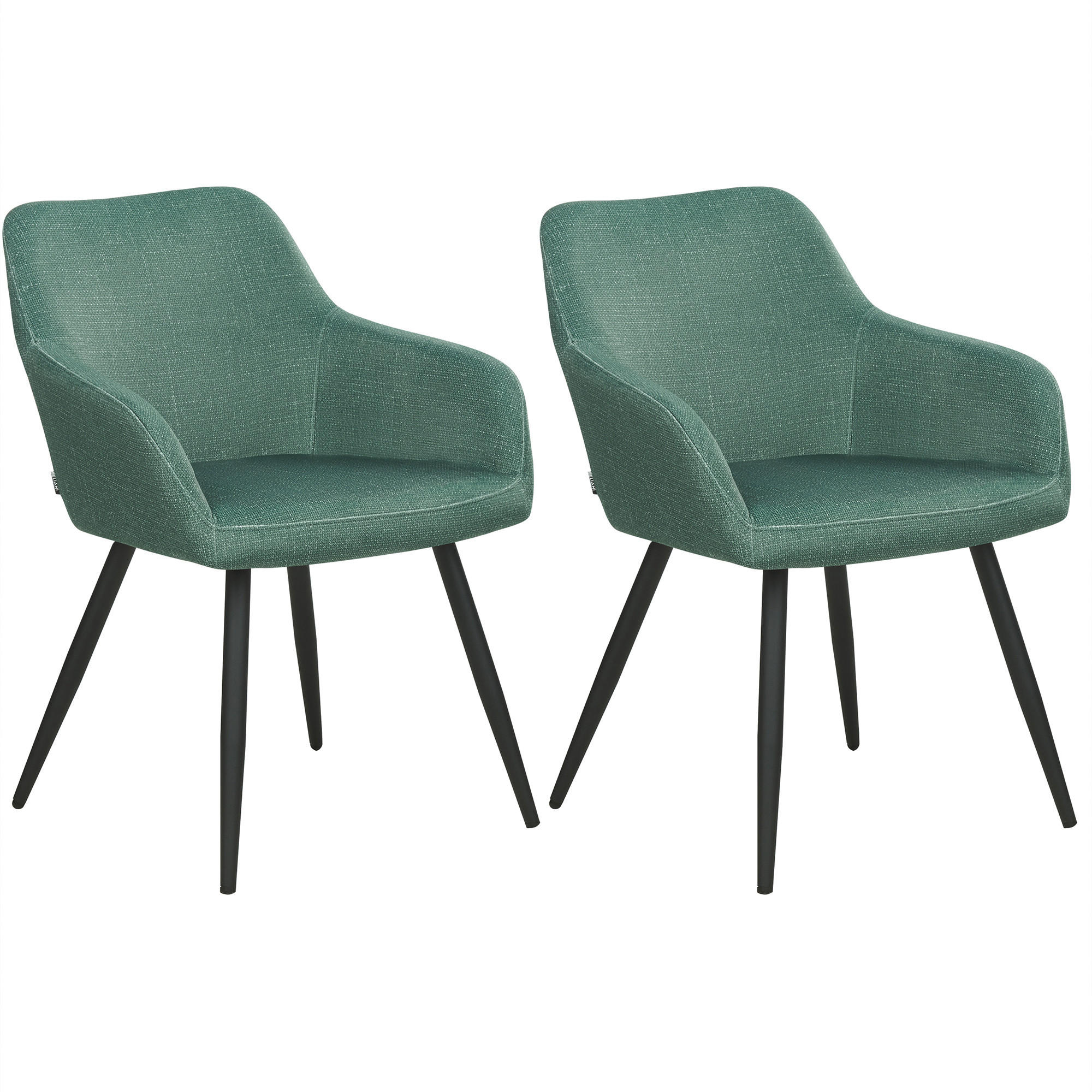 JÍDELNÍ ŽIDLE sada 2 ks Samet tmavě zelená Casmalia - černá/zelená barva, textil (60/80/66cm) - Beliani