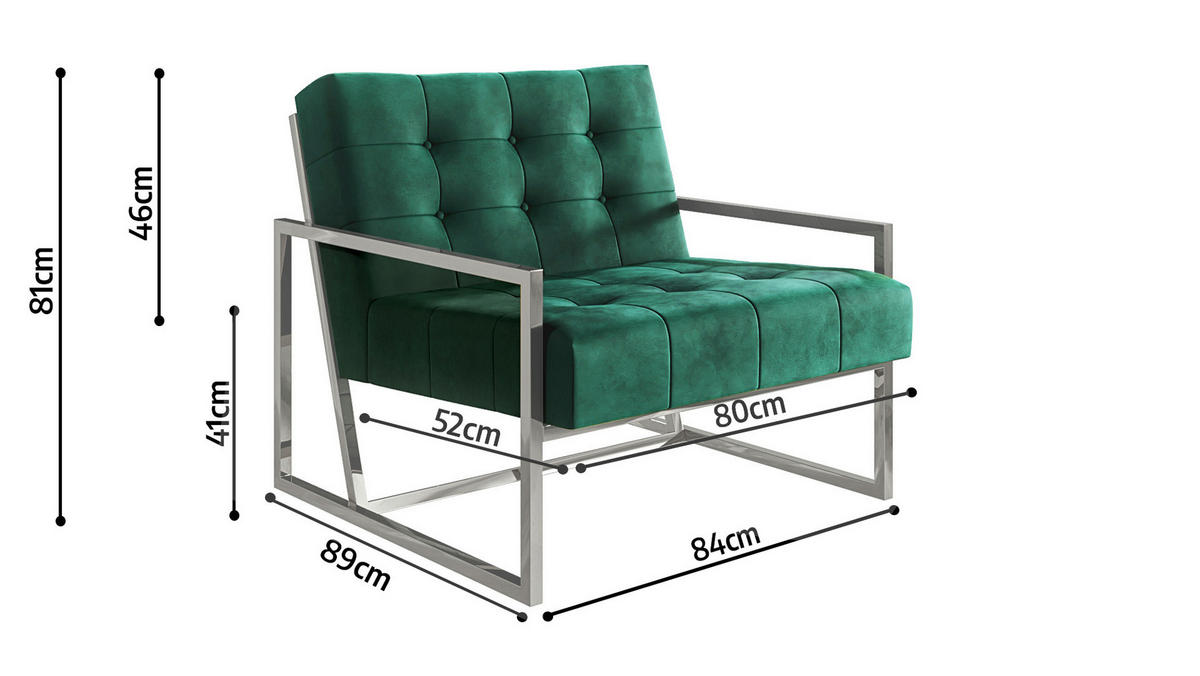 LOUNGESESSEL Duban Grün Samtstoff - Smaragdgrün/Silberfarben, Holz/Textil (84/81/89cm) - S-Style Möbel