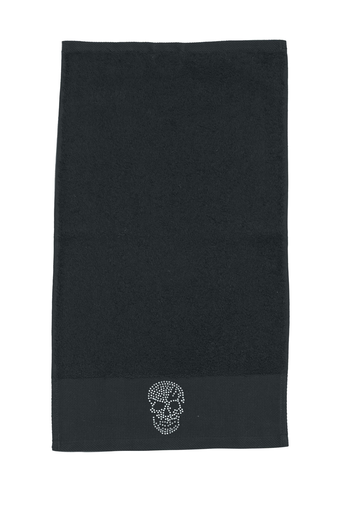 HANDTUCH Skull Totenkopf schwarz - Schwarz, Textil (50/100cm) - done