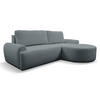 ECKSOFA Dream in L-Form mit Schlaffunktion und Bettkasten, Farbe: Grau, Bouclé-Stoff, Ottomane Rechts - Grau, Textil (260/136cm) - VENASI MÖBEL