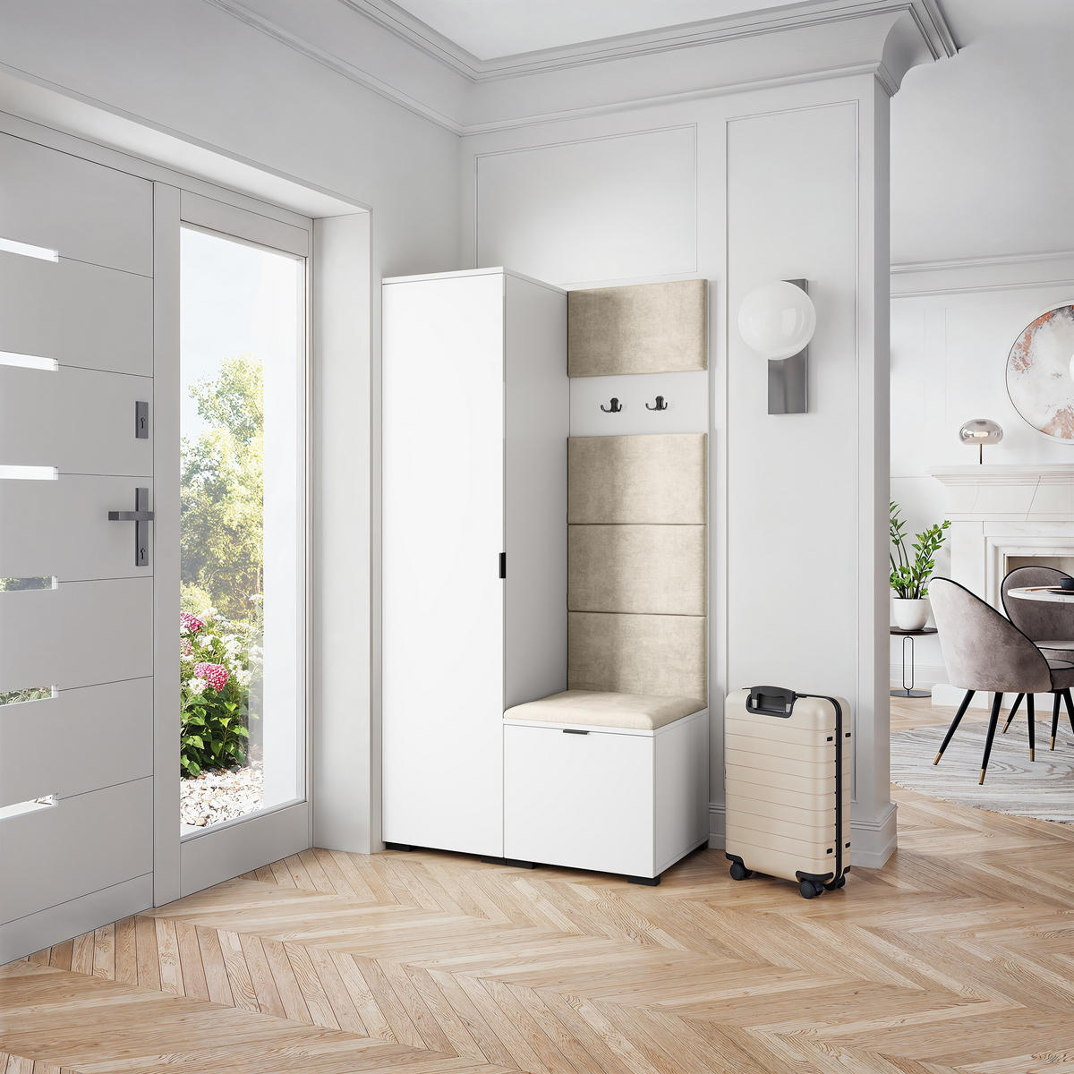 GARDEROBENSCHRANK LORI 95/181/51 cm Modern Weiß - Weiß, Holzwerkstoff (95/181/51cm) - MASSENO