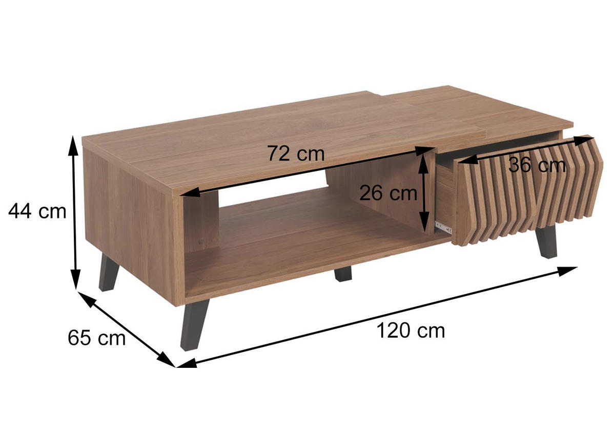 COUCHTISCH rechteckig Braun - Braun, Holz (65/120/44cm) - MCW
